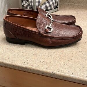 Alfani brand size 9M brown leather slip on loafers
